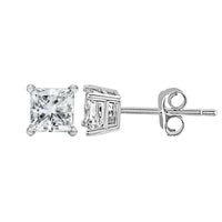 14K White Gold Princess Cut Lab-Grown Diamond Solitaire Stud Earrings (F-G Color, VS2-SI1 Clarity)